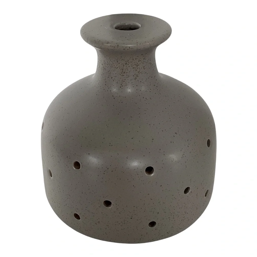 Wabi Sabi Luminary Pendant Light Fixture Shade Pierced Perforated Gray Ceramic